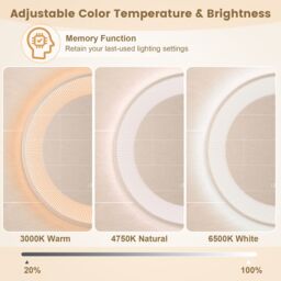 Costway LED Bathroom Mirror Wall-Mounted Vanity Makeup Mirror with 3-Color Dimmable Lights in Silver - thumbnail 3