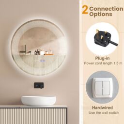 Costway LED Bathroom Mirror Wall-Mounted Vanity Makeup Mirror with 3-Color Dimmable Lights in Silver - thumbnail 4