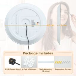 Costway LED Bathroom Mirror Wall-Mounted Vanity Makeup Mirror with 3-Color Dimmable Lights in Silver - thumbnail 6
