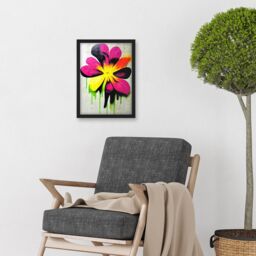 Artery8 Vibrant Street Art Graffiti Spray Paint Flower On Wall Artwork Framed Wall Art Print A4 in Black - thumbnail 2