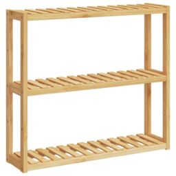 Berkfield Home Bathroom Shelf 3-Tier Wall-mounted 60x15x54 cm Bamboo in Brown - Size: 60 x 15 x 54 cm - thumbnail 2