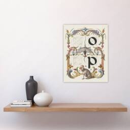 "Artery8 Pictorial Letter Guide O & P Calligraphy Wall Art Poster Print in White - Size: W18"" x H24""" - thumbnail 4