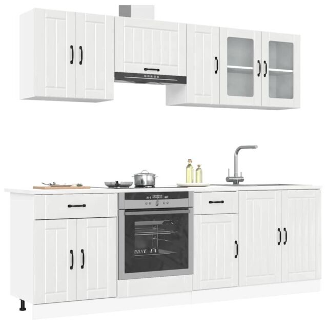 Berkfield Home 8 Piece Kitchen Cabinet Set Kalmar High Gloss White Engineered Wood - image 1