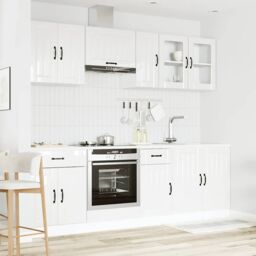 Berkfield Home 8 Piece Kitchen Cabinet Set Kalmar High Gloss White Engineered Wood - thumbnail 3