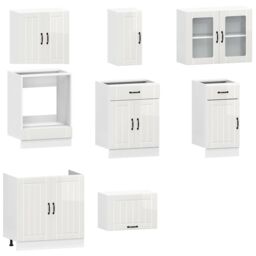 Berkfield Home 8 Piece Kitchen Cabinet Set Kalmar High Gloss White Engineered Wood - thumbnail 4