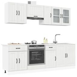Berkfield Home 8 Piece Kitchen Cabinet Set Kalmar High Gloss White Engineered Wood - thumbnail 1