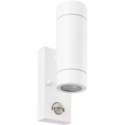 Loops Twin Up & Down IP44 Wall Light with PIR Sensor - 2 x 7W GU10 LED - Gloss White - thumbnail 3