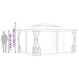 Berkfield Home Gazebo with Nets 300x400x265 cm Anthracite in Black - Size: 300 x 400 x 265 cm - thumbnail 7