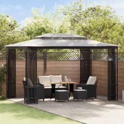 Berkfield Home Gazebo with Nets 300x400x265 cm Anthracite in Black - Size: 300 x 400 x 265 cm - thumbnail 2