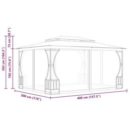 Berkfield Home Gazebo with Nets 300x400x265 cm Anthracite in Black - Size: 300 x 400 x 265 cm - thumbnail 8