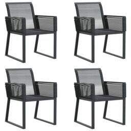Berkfield Home Garden Chairs 4 pcs Black Poly Rattan - thumbnail 2