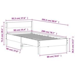 Berkfield Home Beautiful Bed Frame without Mattress Wax Brown 90x200 cm Solid Wo - thumbnail 9
