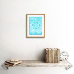 "Artery8 Wall Art Print Fossil Sea Ammonites Blue Art Framed 9x7 inch in Beige - Size: W7"" x H9""" - thumbnail 2