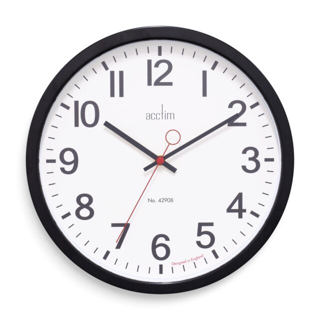 Acctim Kempston Wall Clock Metal Energy Efficient Movement Glass Lens 35cm in Black - image 1