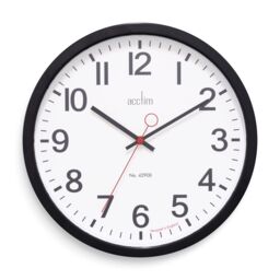 Acctim Kempston Wall Clock Metal Energy Efficient Movement Glass Lens 35cm in Black - thumbnail 1