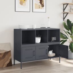 Berkfield Home Sideboard Anthracite 100.5x39x79 cm Steel - thumbnail 3