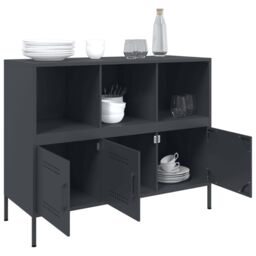 Berkfield Home Sideboard Anthracite 100.5x39x79 cm Steel - thumbnail 5