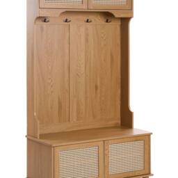 Wyld and Coco Light Brown Wall Mounted Shoe Storage and Coat Rack 6 Compartments - thumbnail 2