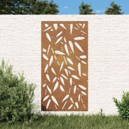 Berkfield Home Garden Wall Decoration 105x55 cm Corten Steel Bamboo Leaf Design in Brown