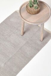 Homescapes 100% Cotton Plain Chenille Hall Runner, 66 x 200 cm in Light Grey - Size: 66 cm x 200 cm