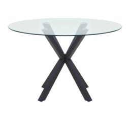 Orsina Salford Glass Top Dining Table With Black Metal Legs - thumbnail 5