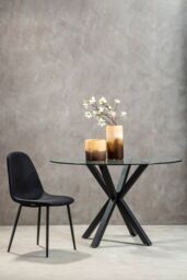 Orsina Salford Glass Top Dining Table With Black Metal Legs - thumbnail 2