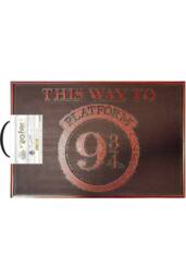 Harry Potter This Way To Platform 9 3 4 Rubber Door Mat in Brown - Size: 40 cm x 60 cm - thumbnail 1