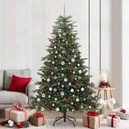 Berkfield Home Elegant Artificial Christmas Tree with 300 LEDs with Stand Green - thumbnail 2