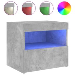 Berkfield Home Bedside Cabinet with LED Lights Concrete Grey 50x40x45 cm - Size: 50 x 40 x 45 cm - thumbnail 2