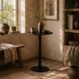 Wyld Haus Lestaguette 60cm Black Round Dining Table Steel Base - thumbnail 1