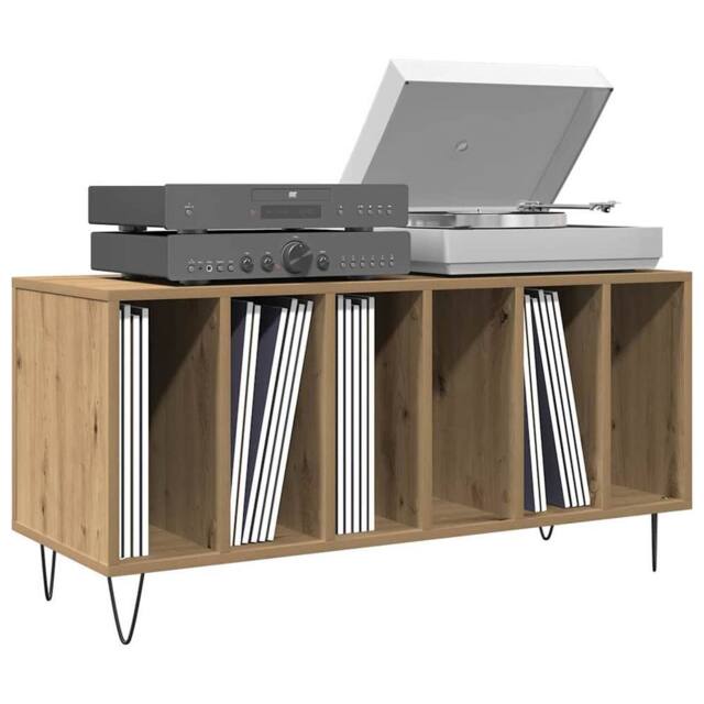 Berkfield Home Record Cabinet Artisan Oak 100x38x48 cm Engineered Wood in Brown - Size: 100 x 38 x 48 cm - image 1