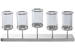 Orsina Contemporary 5 Light Silver Candle Holder, Elegant Steel Candle Holder - thumbnail 4