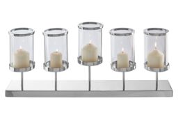 Orsina Contemporary 5 Light Silver Candle Holder, Elegant Steel Candle Holder - thumbnail 2