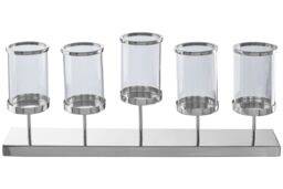 Orsina Contemporary 5 Light Silver Candle Holder, Elegant Steel Candle Holder