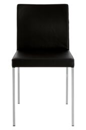 Orsina Black Faux Leather Dining Chairs Set of 2, Contemporary Black Leather‑Effect Upholstery with Soft Padding