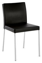 Orsina Black Faux Leather Dining Chairs Set of 2, Contemporary Black Leather‑Effect Upholstery with Soft Padding - thumbnail 2