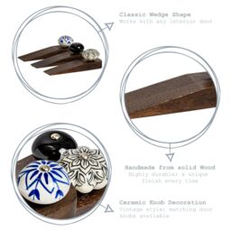 Nicola Spring Wooden Door Stops - Black Flower - Pack of 3 - thumbnail 2