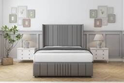 "Sloomy Hargrave Dumfries Divan Set 2 Drawers-54"" Wingback-Footboard in Light Grey - Size: Small Double" - thumbnail 2