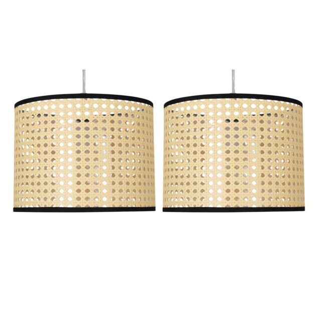 First Choice Lighting Set of 2 Woven - 25cm Wicker Easy Fit Pendant Shades in Natural - image 1
