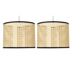 First Choice Lighting Set of 2 Woven - 25cm Wicker Easy Fit Pendant Shades in Natural - thumbnail 1