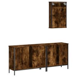 Berkfield Home 3 Piece Bathroom Furniture Set Smoked Oak Engineered Wood in Brown - thumbnail 8