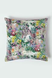 Homescapes Floral Botanical Garden Cushion 46 x 46 cm in Purple - thumbnail 1