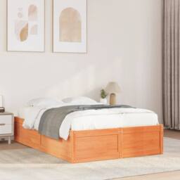 Berkfield Home Bed Frame without Mattress Wax Brown 120x200 cm Solid Wood Pine - Size: Small Double - thumbnail 2
