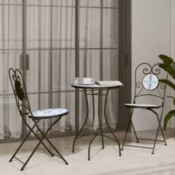 Berkfield Home Mosaic Bistro Table Blue & White √ò50x70 cm Ceramic - Size: 50x70 cm - thumbnail 1