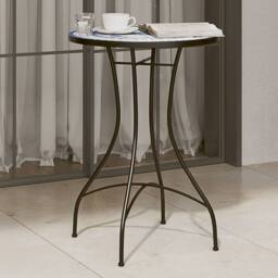 Berkfield Home Mosaic Bistro Table Blue & White √ò50x70 cm Ceramic - Size: 50x70 cm - thumbnail 2