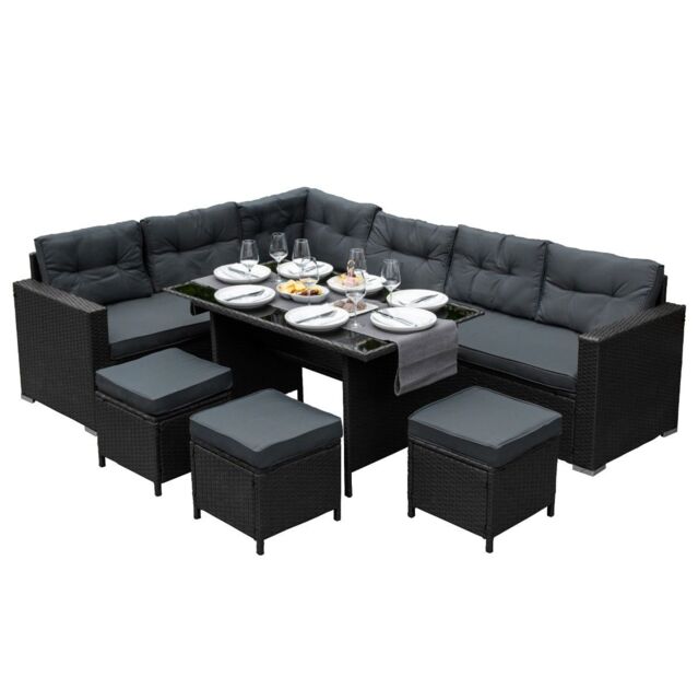Monstershop Rattan Corner Set - Black - image 1