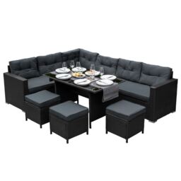 Monstershop Rattan Corner Set - Black - thumbnail 1