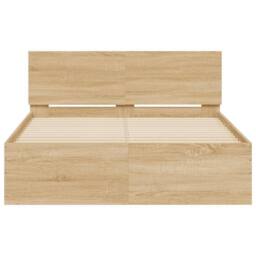 Berkfield Home Bed Frame with Headboard & LED Sonoma Oak 140x190 cm in Light Brown - thumbnail 7