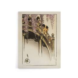 "Artery8 Helen Hyde Children on The Moon Bridge at Kameido Canvas Art Print - Size: W12"" x H16""" - thumbnail 1