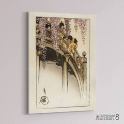 "Artery8 Helen Hyde Children on The Moon Bridge at Kameido Canvas Art Print - Size: W12"" x H16""" - thumbnail 2